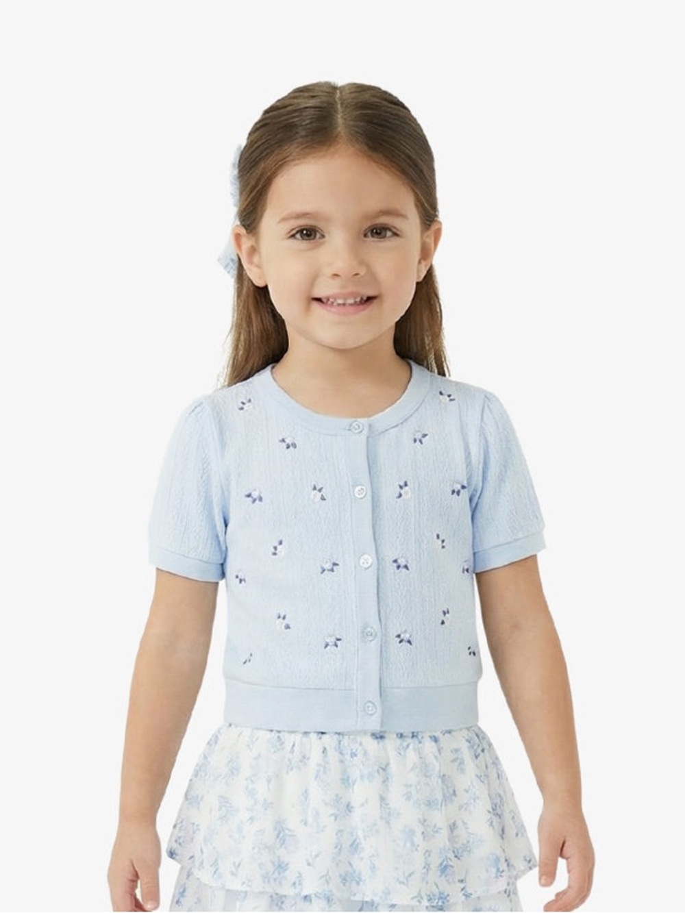 Draper James Light Blue Floral Cardigan Sweater Size 5T